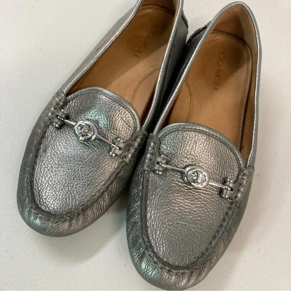 Coach Silver Leather Arlene Driving Moccasin - Picture 11 of 16